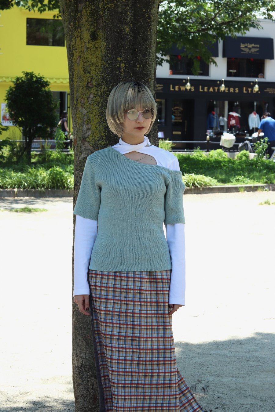 BELPER（ベルパー）のONE SHOULDER TOP-PALE BLUE（ワンショルダー