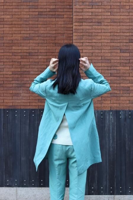 オープニング 大放出セール BELPER（ベルパー）のSILK BREND JACKET-TURQUOISE（シルク ジャケット・アウター