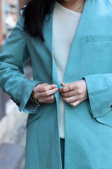BELPER（ベルパー）のSILK BREND JACKET-TURQUOISE（シルク