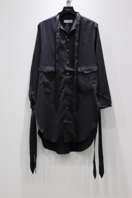 SUGARHILL（シュガーヒル）のSATIN RIBBON LONG SHIRT-BLACK（シャツ