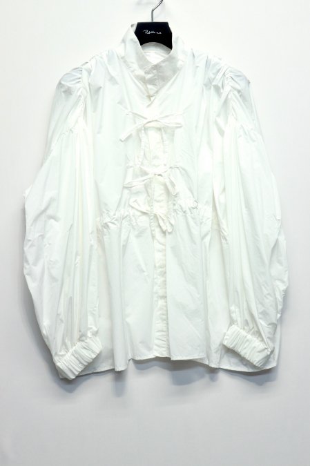 BELPER（ベルパー）のGATHERED NYLON SHIRT-WHITE（ギャザーナイロン