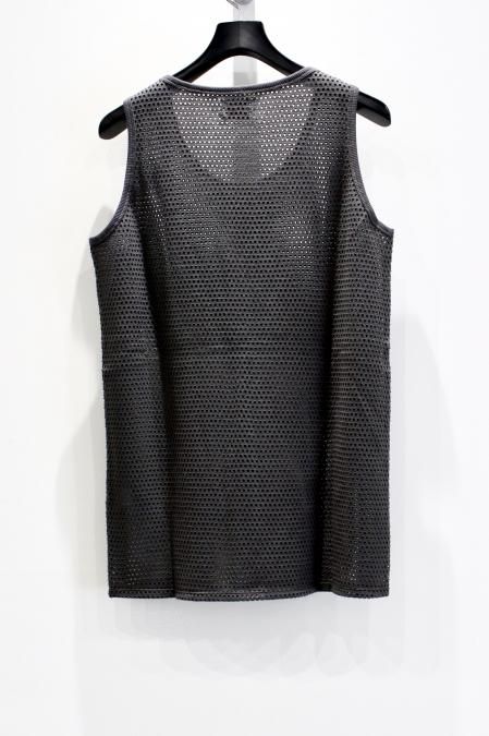 AKI　 cvtvlist サイドクロスタンクトップ　osk別注① KIIT（キート）のPINDOT MESH TANKTOP-CHARCOAL（メッシュタンク