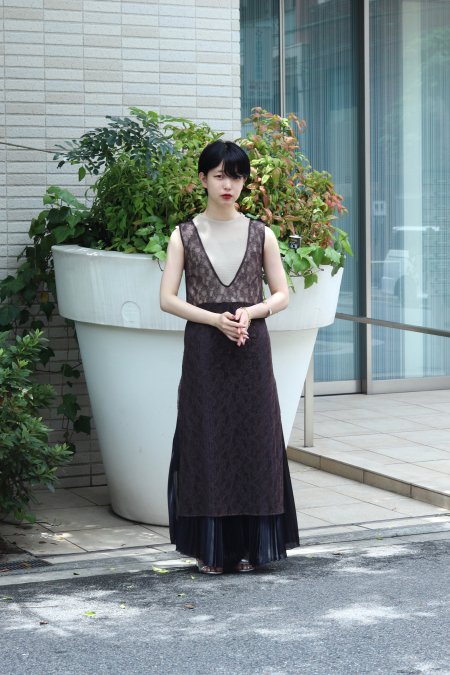 tiit tokyo（ティート トウキョウ）のnude lace dress-BROWN（レース