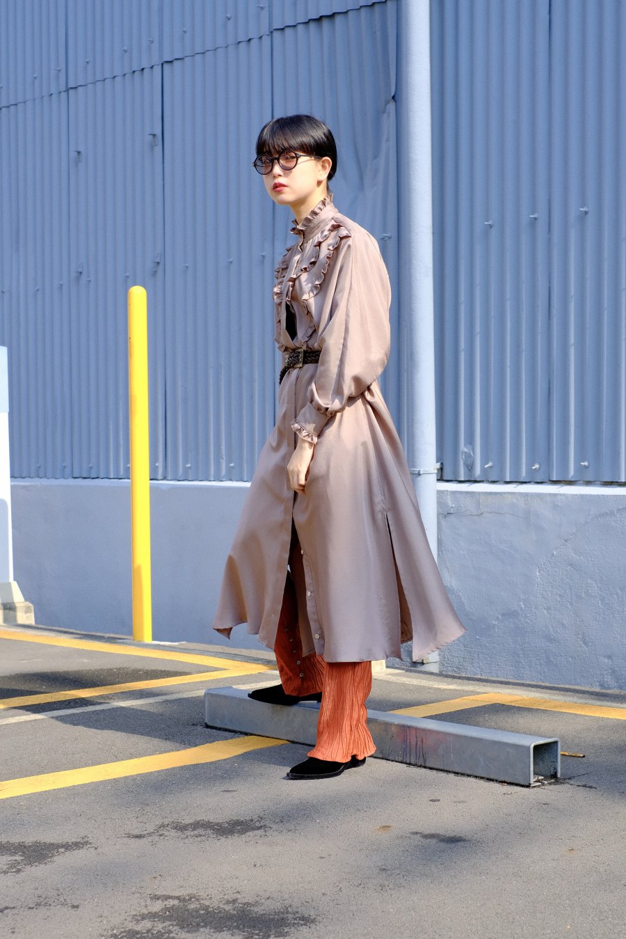 tiit tokyo（ティート トウキョウ）のfrill shirt dress-BEIGE（フリル