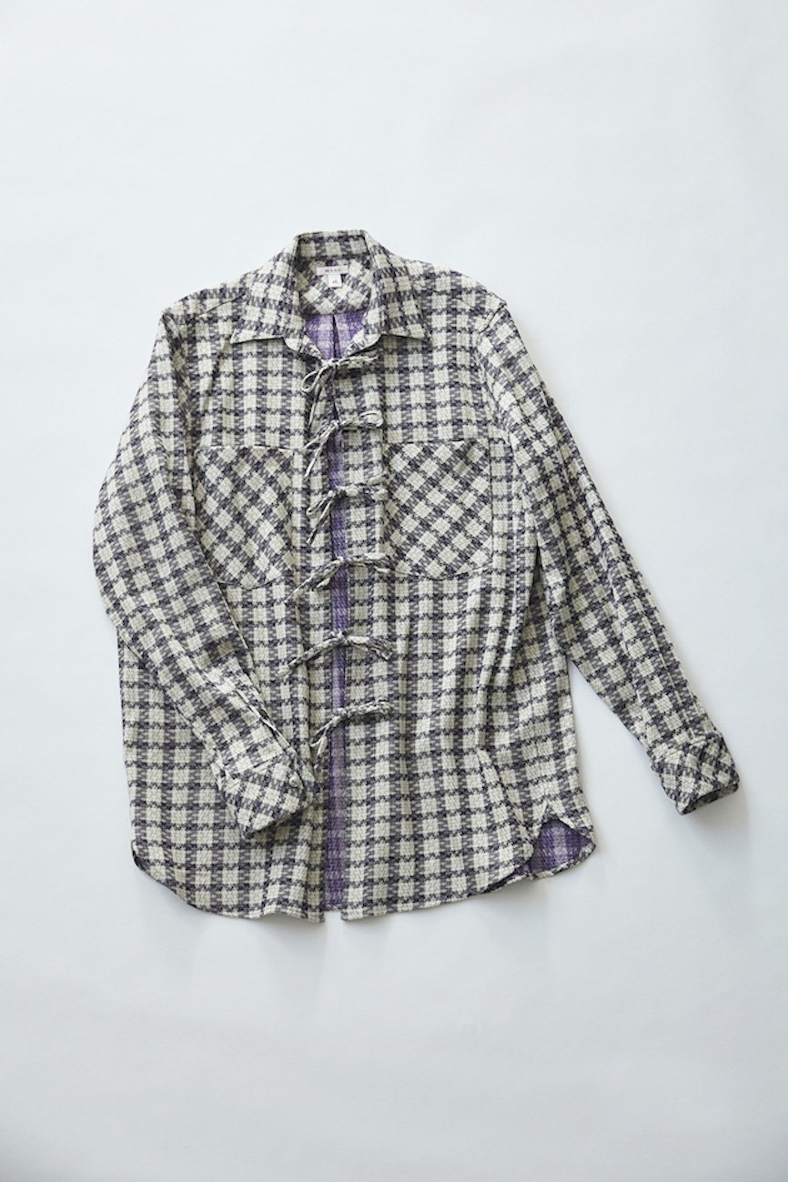 裏地が紫ですmasu チェックシャツ　サイズ46