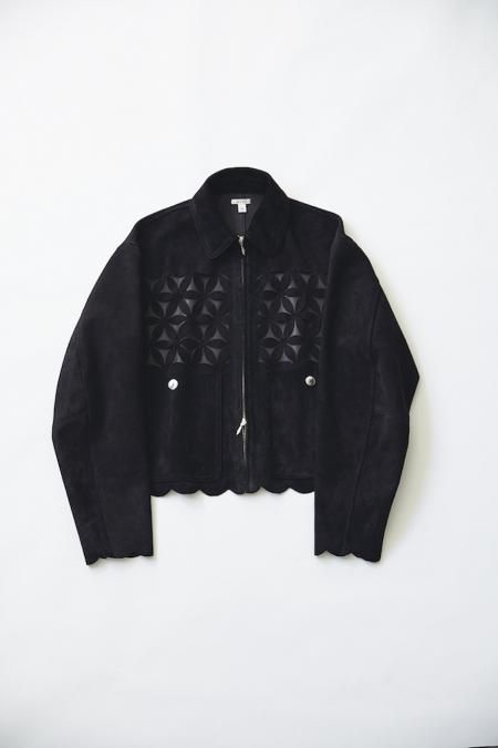 20AW MASU Flower Cut Leather Blousonカラーブラック