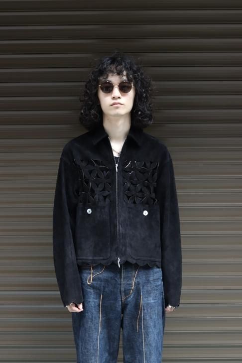 masu flower cut leather blouson www.krzysztofbialy.com