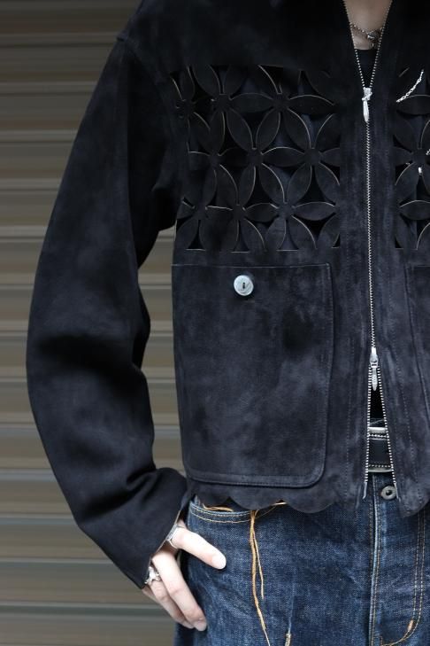 masu flower cut leather blouson www.krzysztofbialy.com