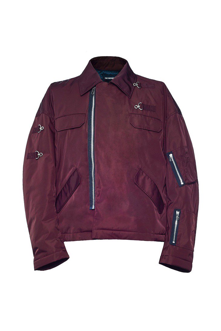 YUKI HASHIMOTO（ユウキ ハシモト）のNYLON SCARFED BOMBER JACKET-BURGANDY（ブルゾン）の通販サイト-大阪  堀江 PALETTE art alive（パレットアートアライヴ）-