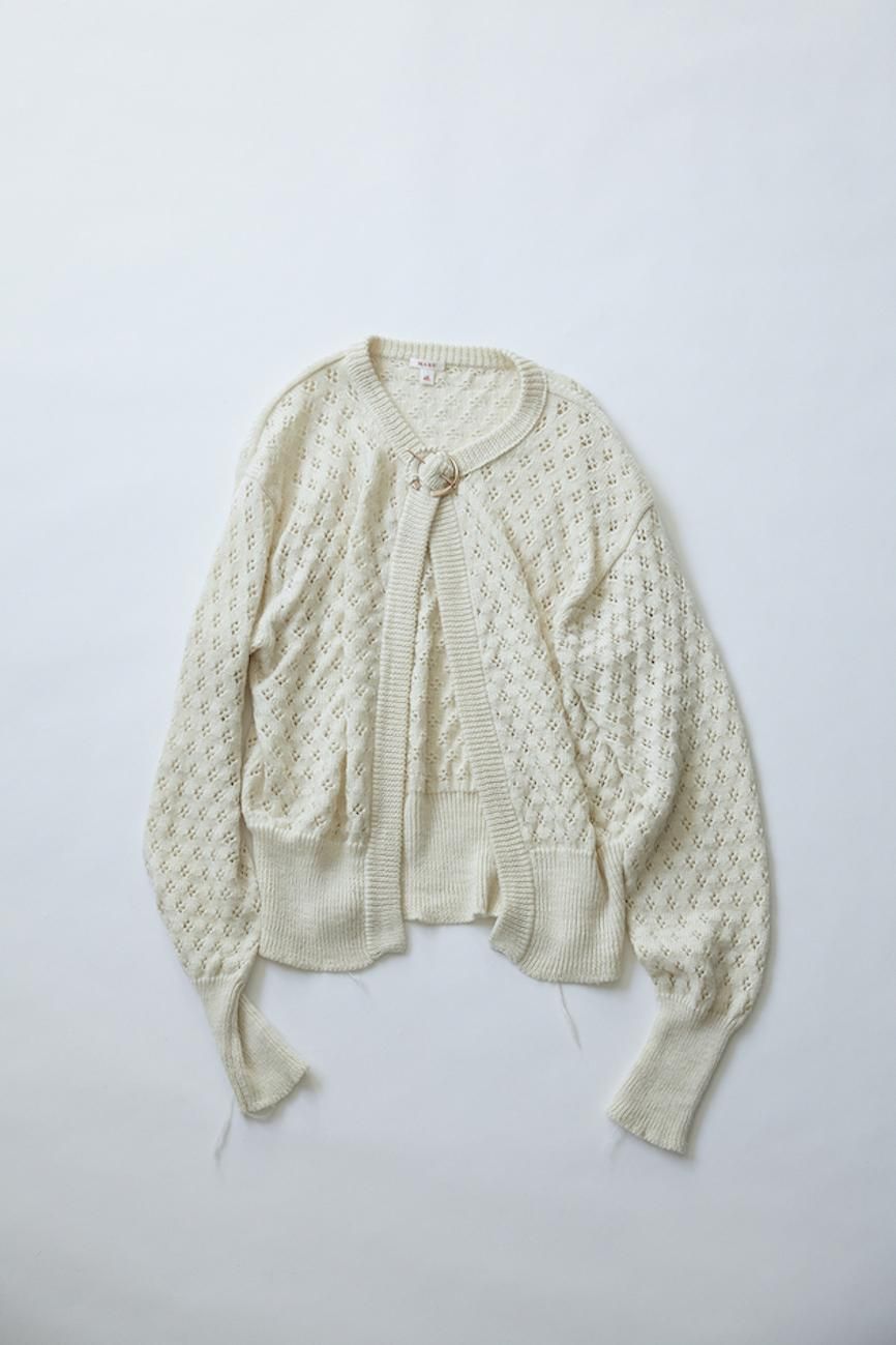 MASU（エムエーエスユー）のLACE KNIT CARDIGAN-OFF WHITE（ニット ...