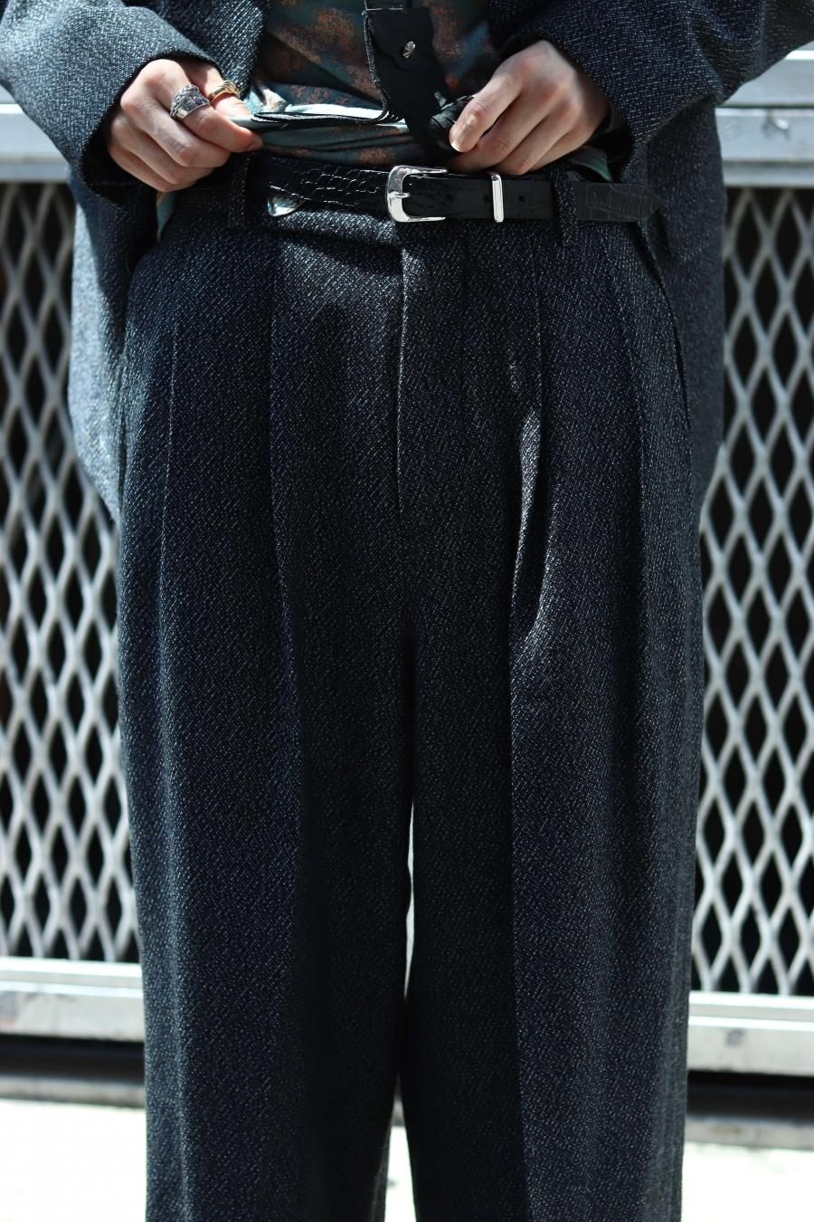 探しています　MASU  MELANGE TWEED WIDE TROUSERS