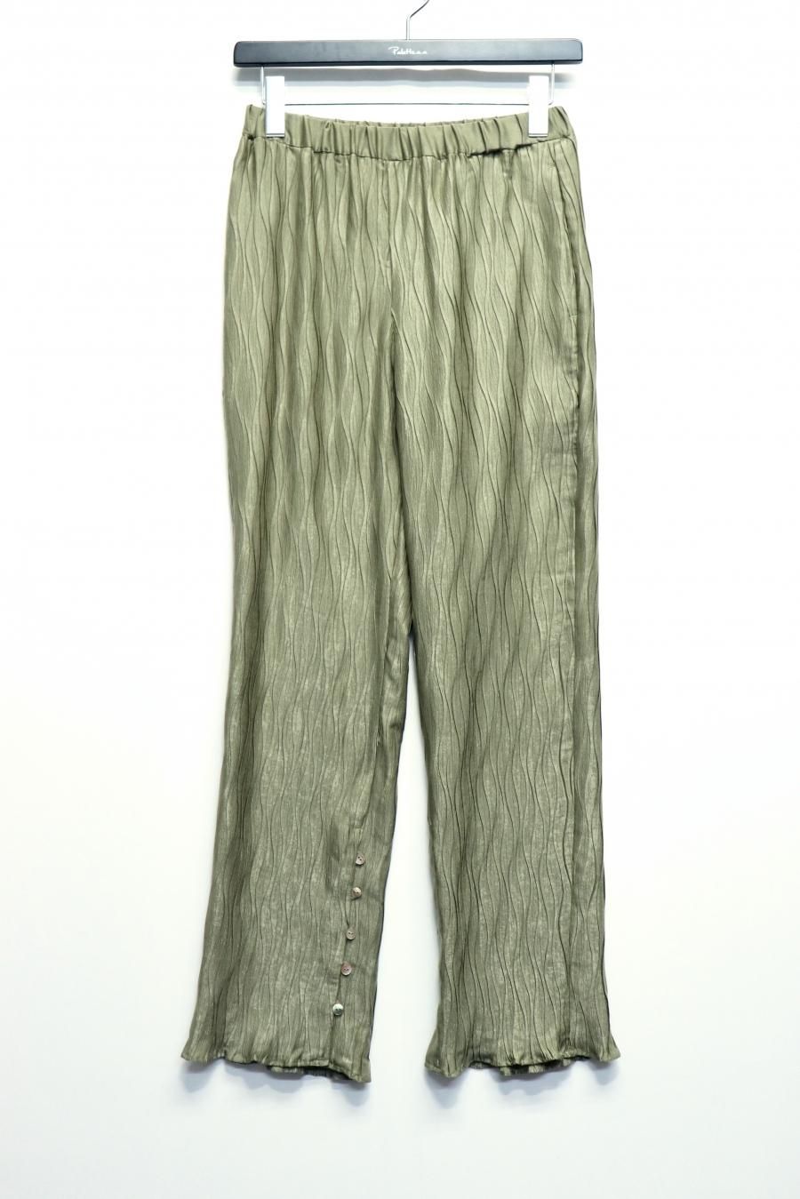 BELPER（ベルパー）のWAVE PLEATED LACE STRAIGHT PANTS-KHAKI ...