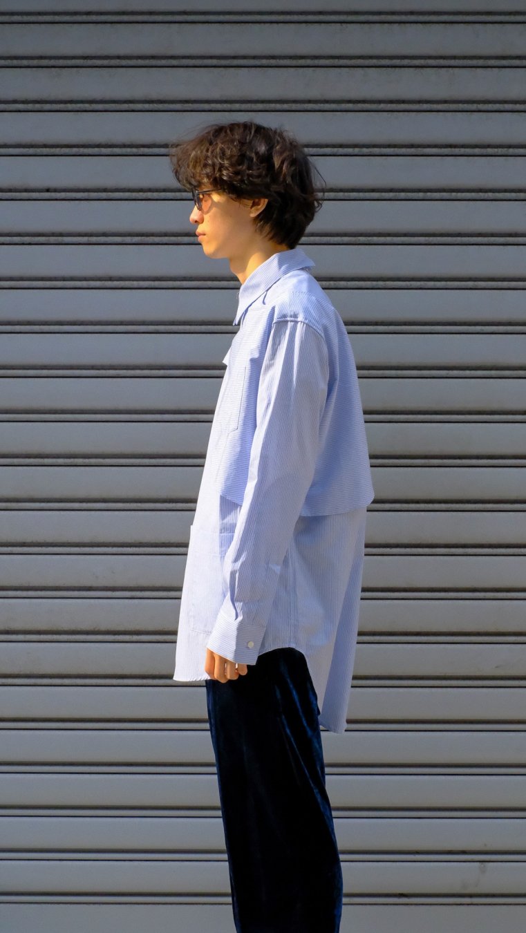 YUKI HASHIMOTO（ユウキ ハシモト）のBACK ZIPPED SHIRTS-BLUE STRIPE