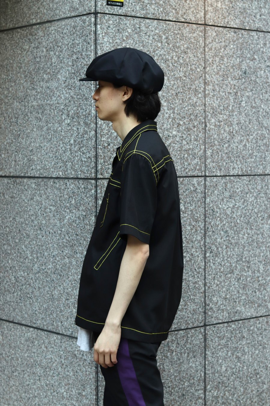 YUKI HASHIMOTO（ユウキ ハシモト）のCONTRAST STICH SHORTSLEEVE SHIRTS  BLACK（シャツ）の通販サイト-大阪 堀江 PALETTE art alive（パレットアートアライヴ）-