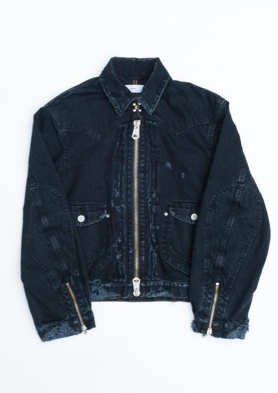 SUGARHILL（シュガーヒル）のZip-up Damaged Jacket-BLACK（デニム ...