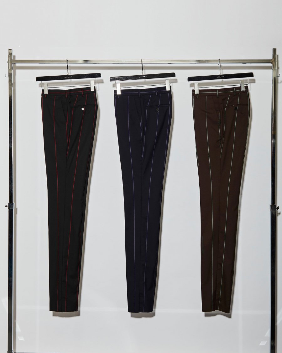 LITTLEBIG  Stripe Slim TrousersBlack or Navy or Brown<img class='new_mark_img2' src='https://img.shop-pro.jp/img/new/icons15.gif' style='border:none;display:inline;margin:0px;padding:0px;width:auto;' />
