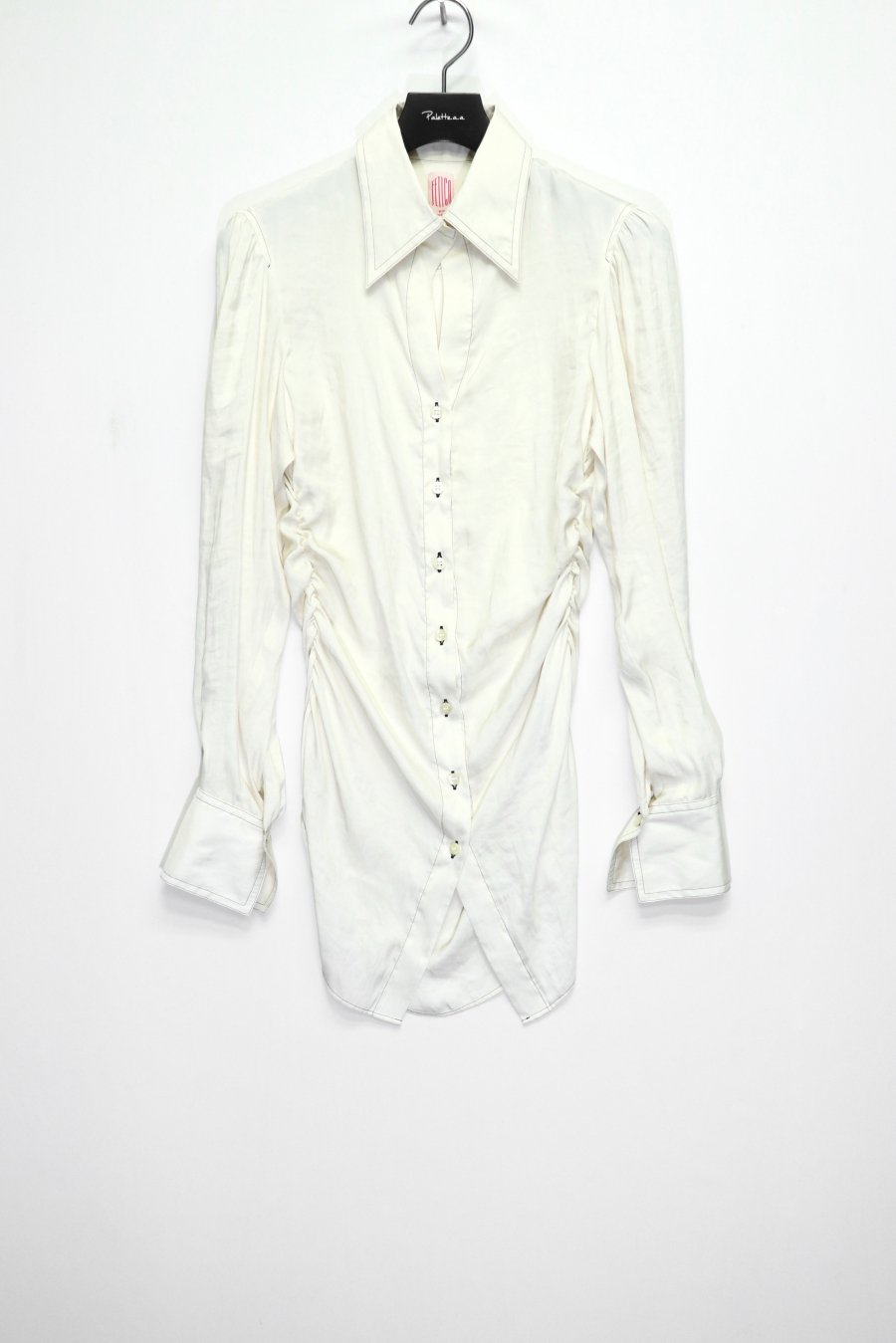 FETICO（フェティコ）のGathered Satin Shirt White（シャツ）の通販
