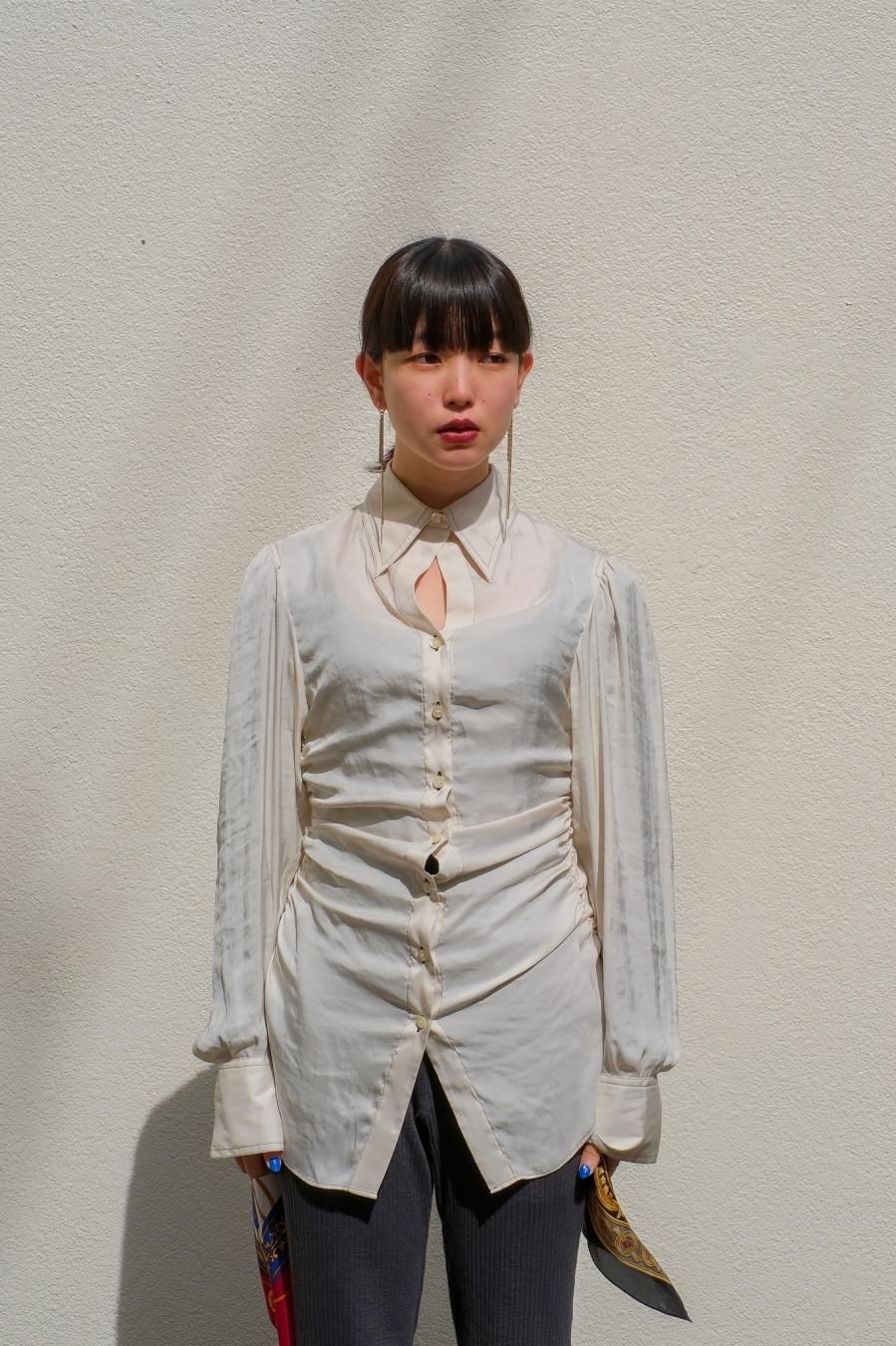 FETICO（フェティコ）のGathered Satin Shirt White（シャツ）の通販 ...