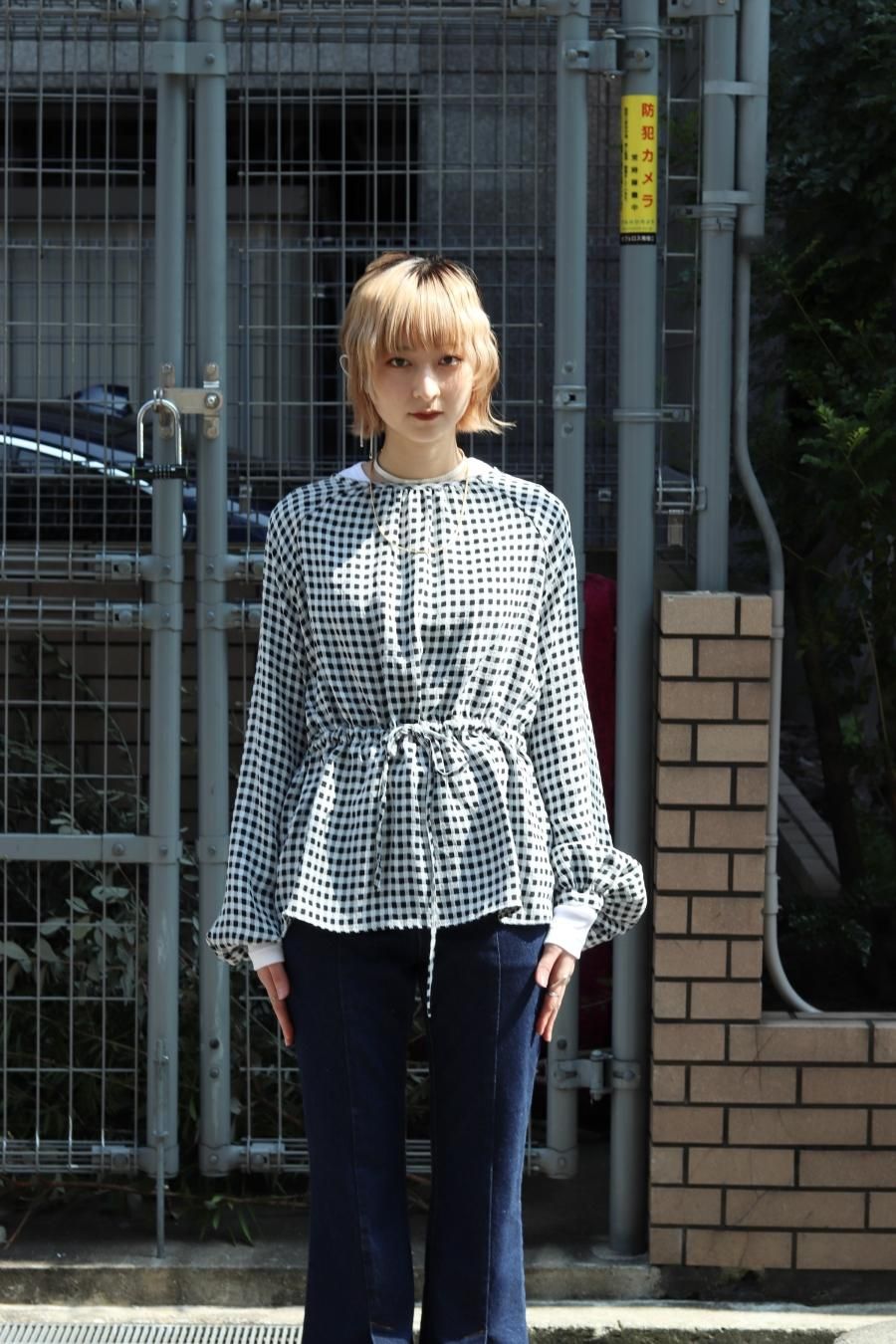 BELPER（ベルパー）のGINGHAM BLOUSE-GREEN（ブラウス）の通販