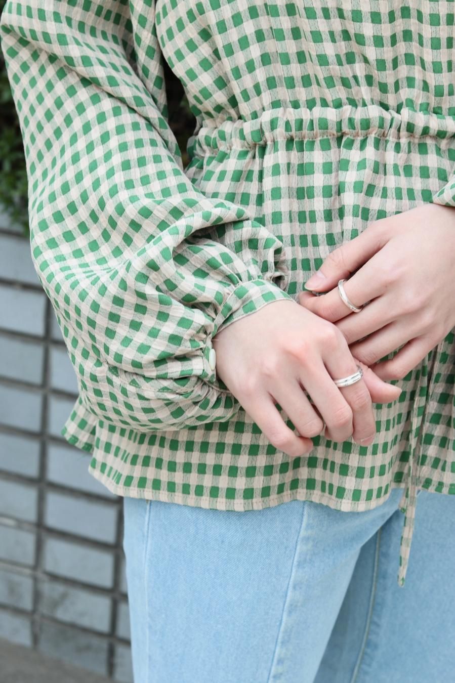 BELPER ベルパー ギンガムチェック ブラウスバッグオープン グリーン BELPER ベルパー ギンガムチェック ブラウスバッグオープン グリーン