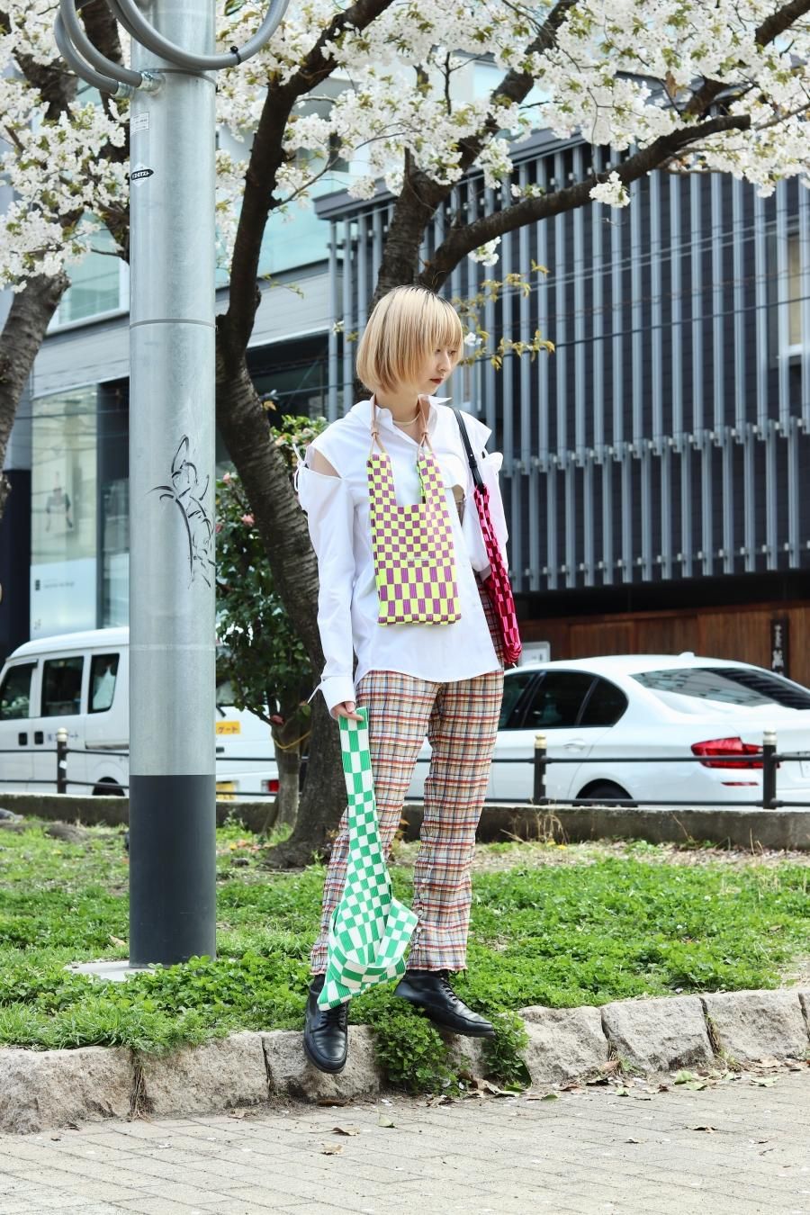 BELPER（ベルパー）のPLEATED PANTS-MADRAS CHECK（プリーツパンツ）の