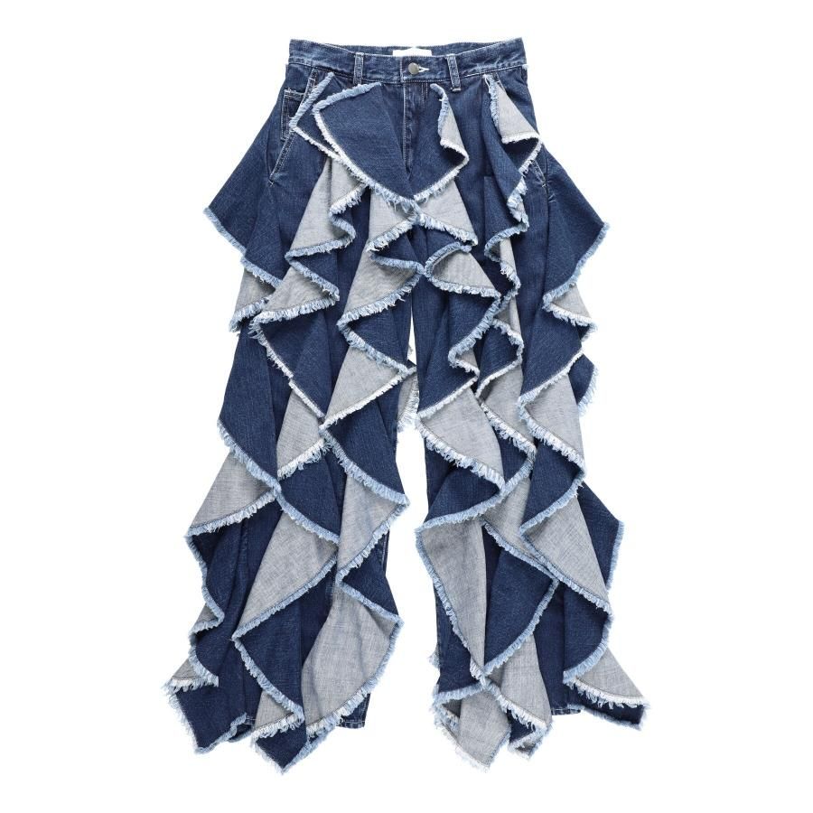 BELPER RUFFLE DENIM PANTS