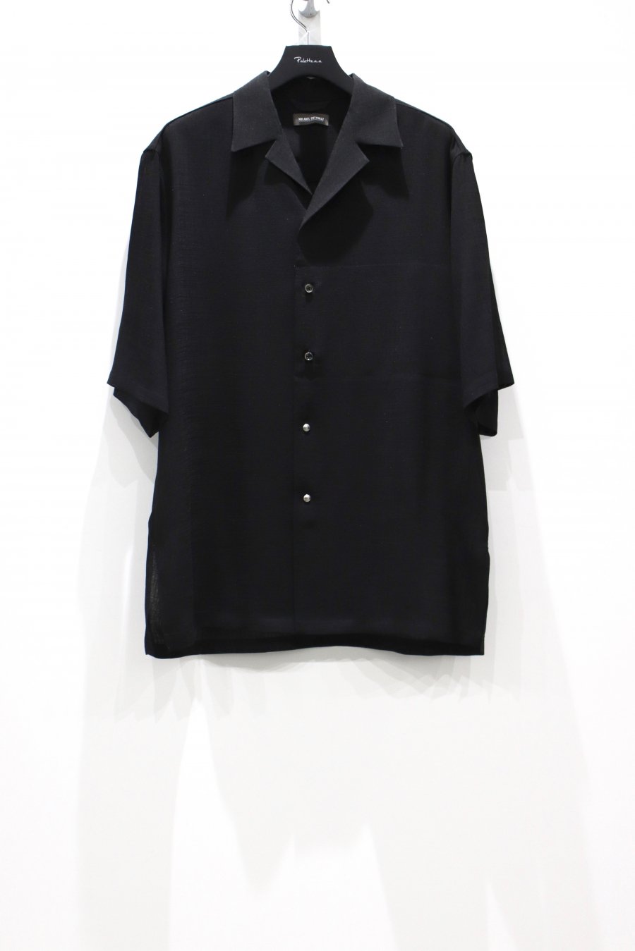 NULABEL（ニューレーベル）のOPEN COLLAR SHT S/S BLACK（シャツ）の通販サイト-大阪 堀江 PALETTE art  alive（パレットアートアライヴ）-