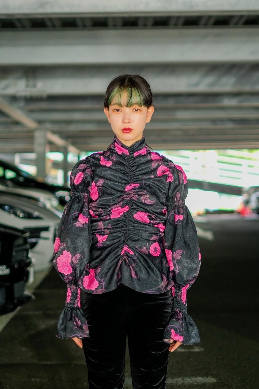 人気満点 【FETICO】Floral blouse gathered print シャツ/ブラウス(七