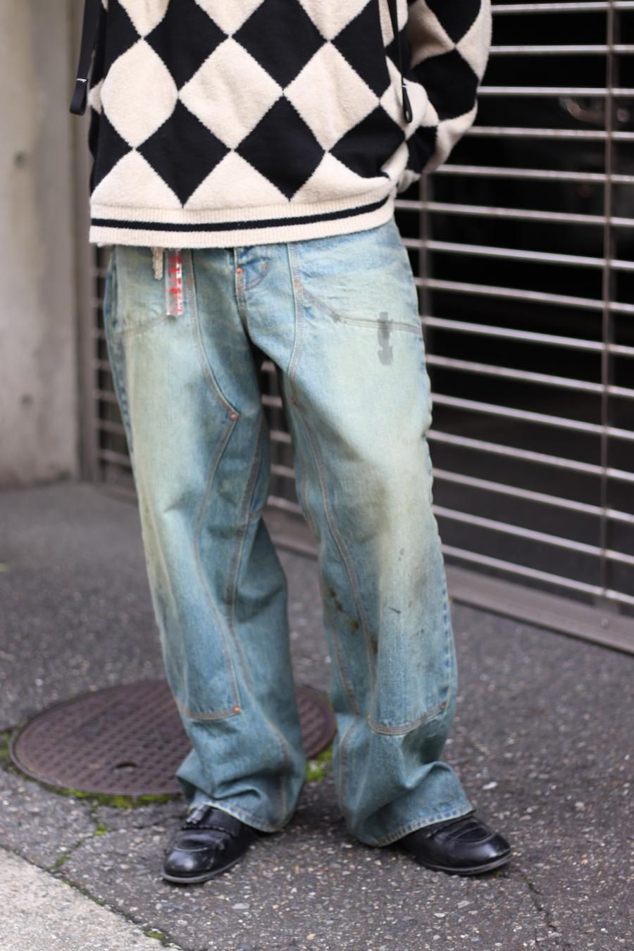 SUGARHILL（シュガーヒル）のOILED FADE DOUBLE KNEE DENIM PANTSの