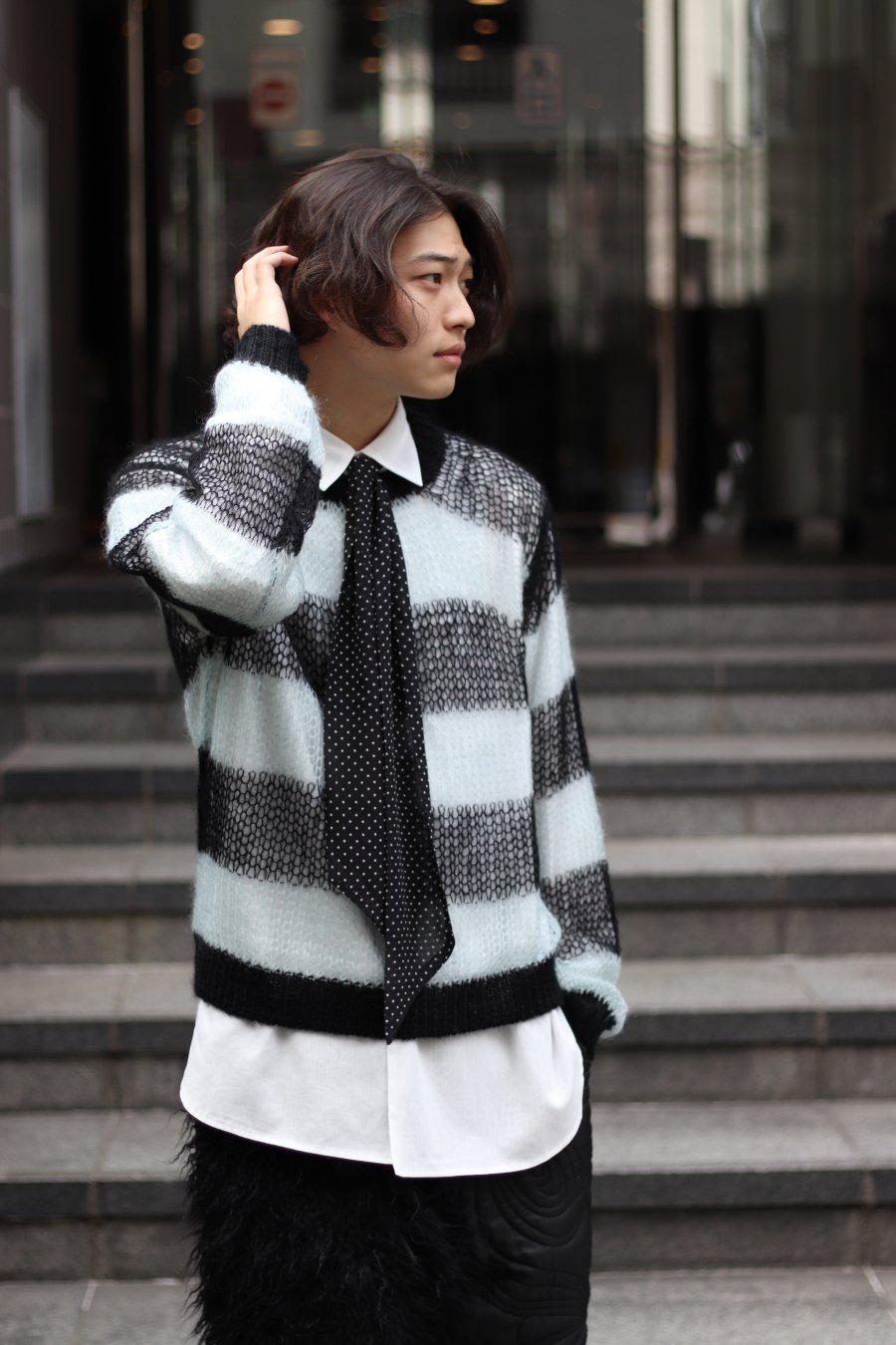 SUGARHILL 21AW MOHAIR LOOSE STRIPE KNIT | myglobaltax.com