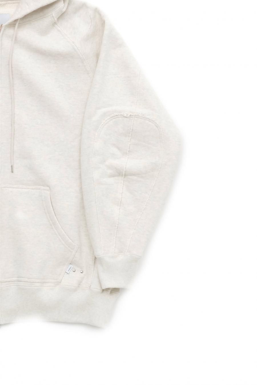 SUGARHILL（シュガーヒル）のZIP-UP RAW EDGE HOODIE WHITEの