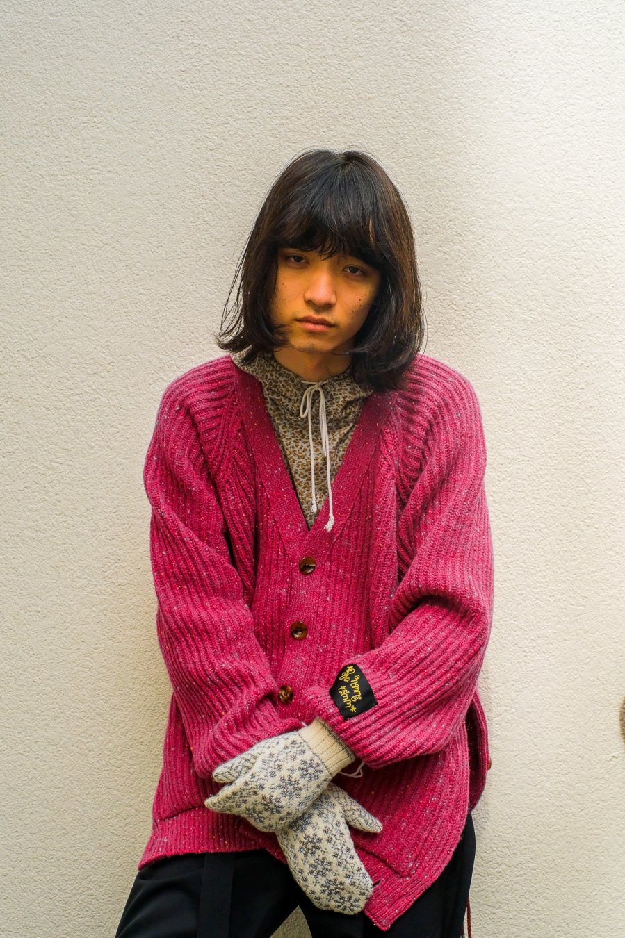SYU.HOMME/FEMM（シュウ オム フェム）のLaceup Knit cardigan PINK（カーディガン）の通販サイト-大阪 堀江  PALETTE art alive（パレットアートアライヴ）-