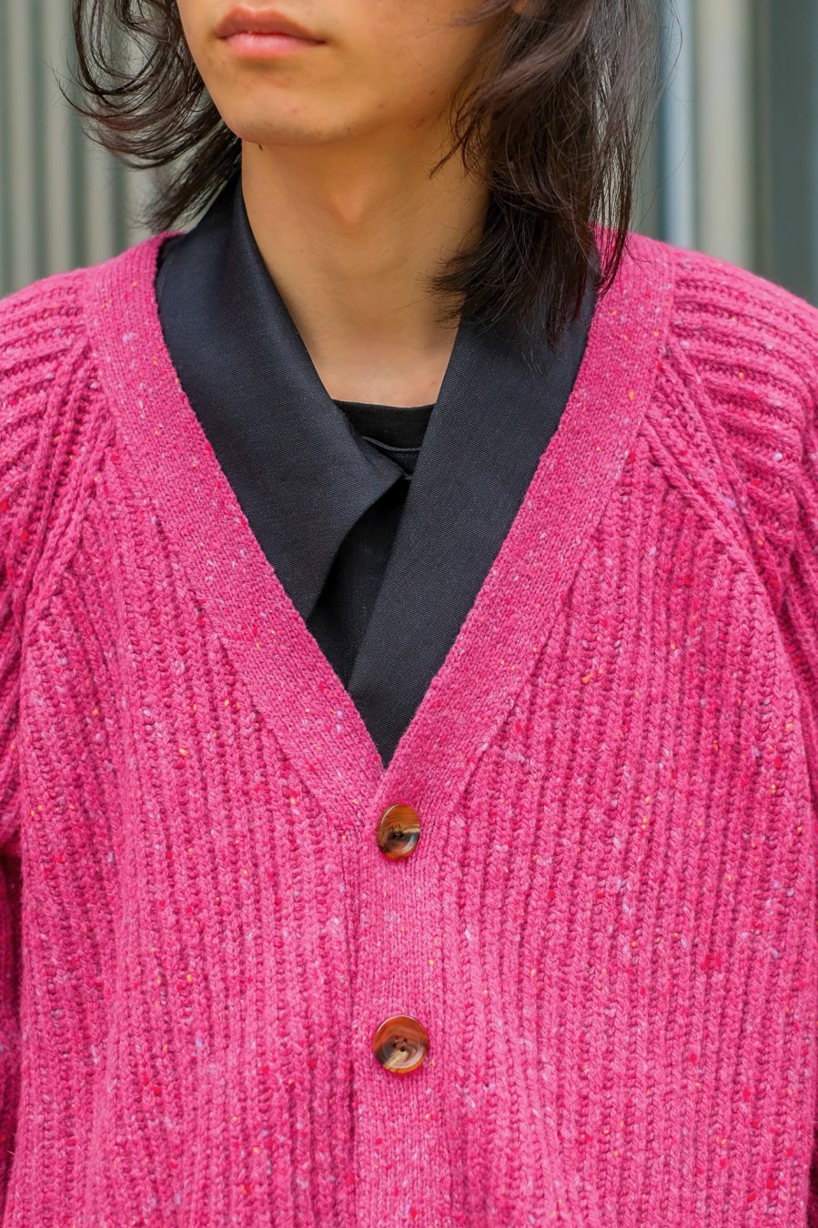 SYU.HOMME/FEMM（シュウ オム フェム）のLaceup Knit cardigan PINK（カーディガン）の通販サイト-大阪 堀江  PALETTE art alive（パレットアートアライヴ）-
