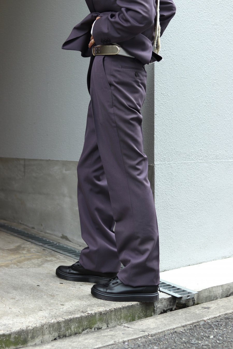 LITTLEBIG（リトルビッグ）の21aw Tucked Flare Trousers Grey or  Purple（フレアトラウザーズ）の通販サイト-大阪 堀江 PALETTE art alive（パレットアートアライヴ）-