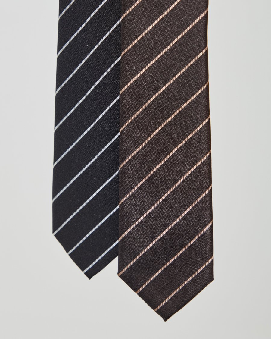 LITTLEBIG（リトルビッグ）の21aw Stripe Silk Narrow Tie Brown 