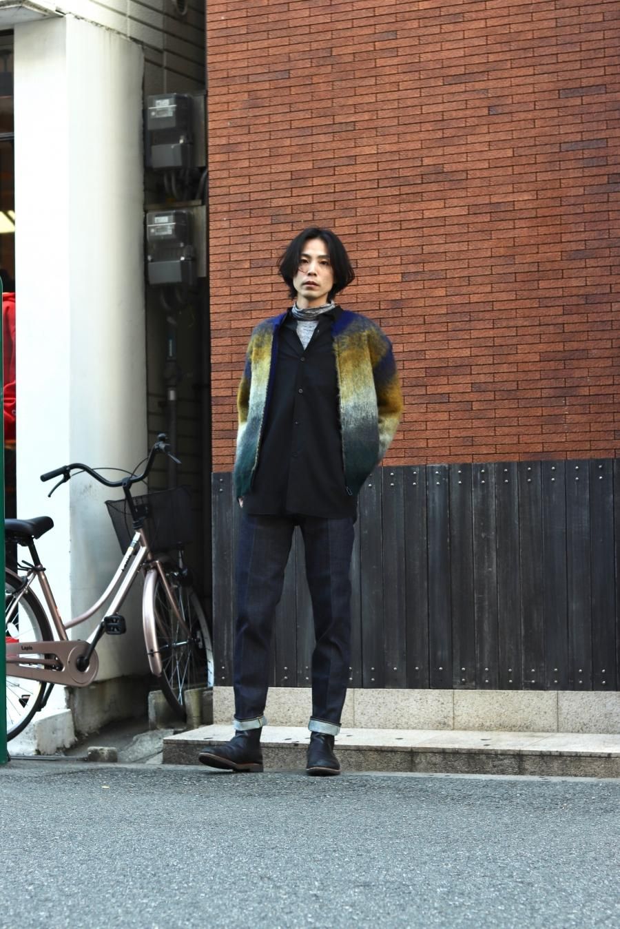 JIGNOTE（ジグノート）のGradation Mohair Knit Cardigan YELLOW