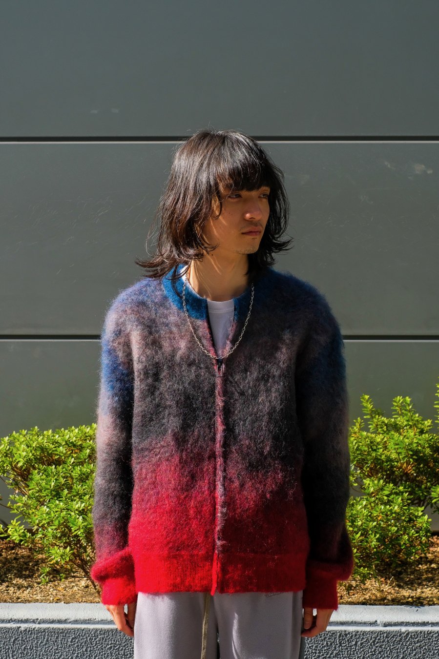 JIGNOTE（ジグノート）のGradation Mohair Knit Cardigan RED（モヘア