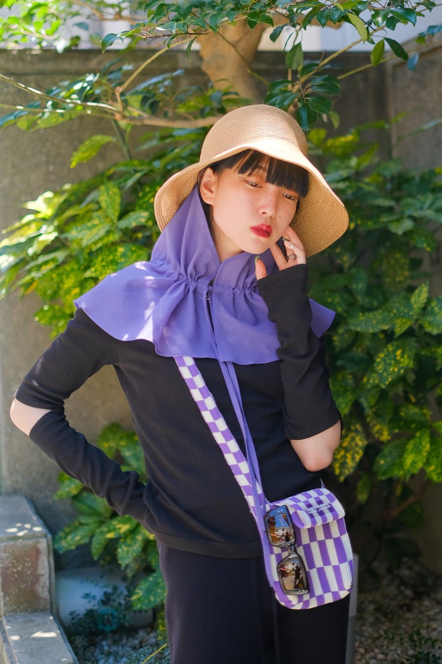 LASTFRAME(ラストフレーム)のICHIMATSU SHOULDER BAG MINI PURPLE x