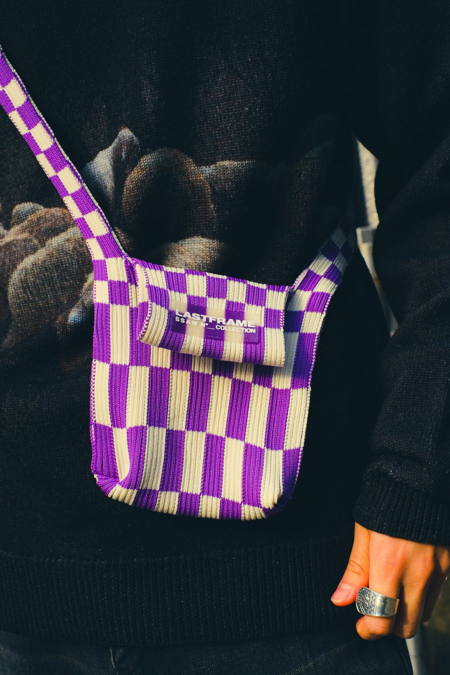 LASTFRAME(ラストフレーム)のICHIMATSU SHOULDER BAG MINI PURPLE x