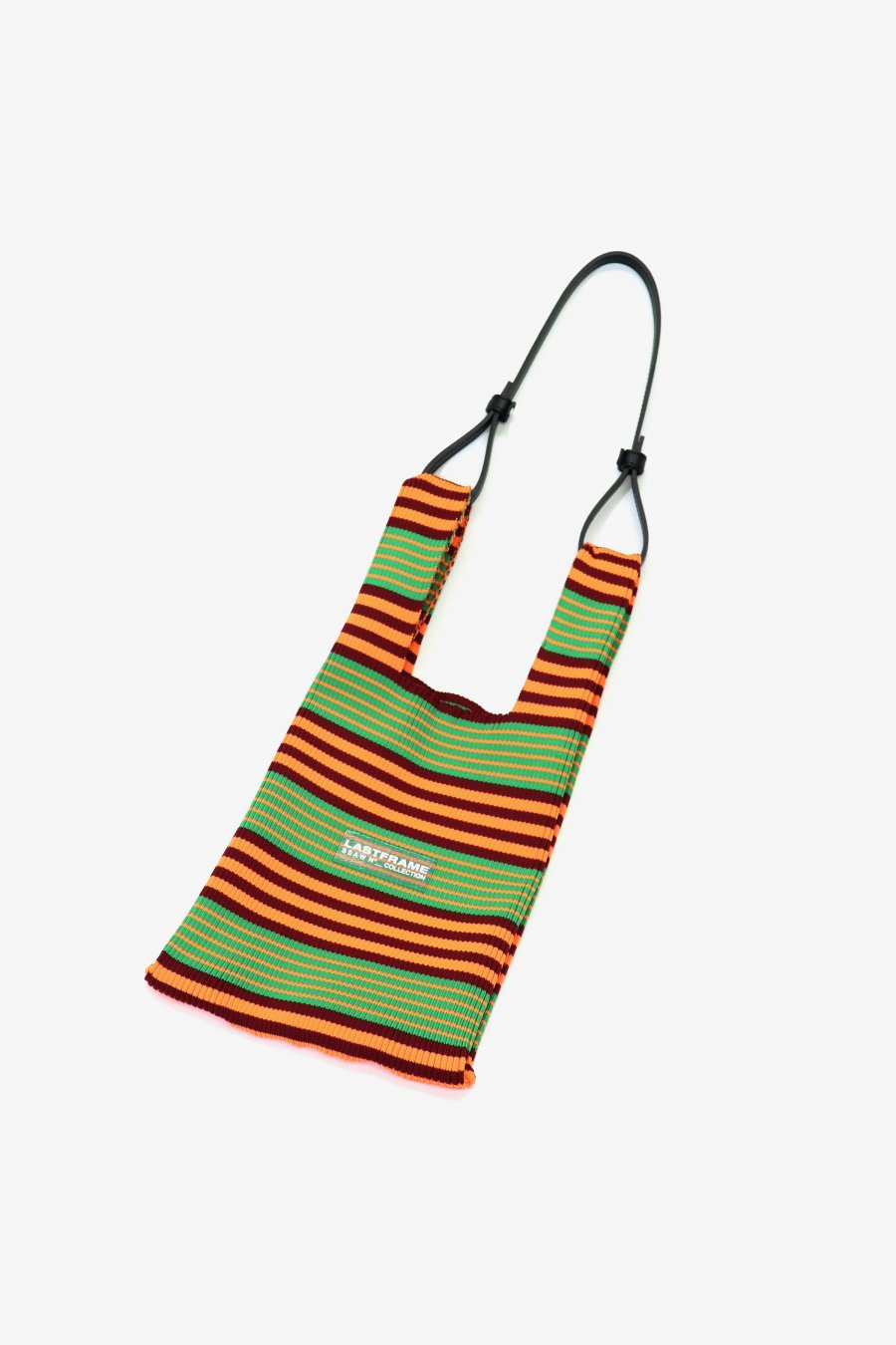 LASTFRAME  MULTICOLOR STRIPE MARKET BAG SMALL (NEON ORANGE x BORDEAUX)<img class='new_mark_img2' src='https://img.shop-pro.jp/img/new/icons15.gif' style='border:none;display:inline;margin:0px;padding:0px;width:auto;' />