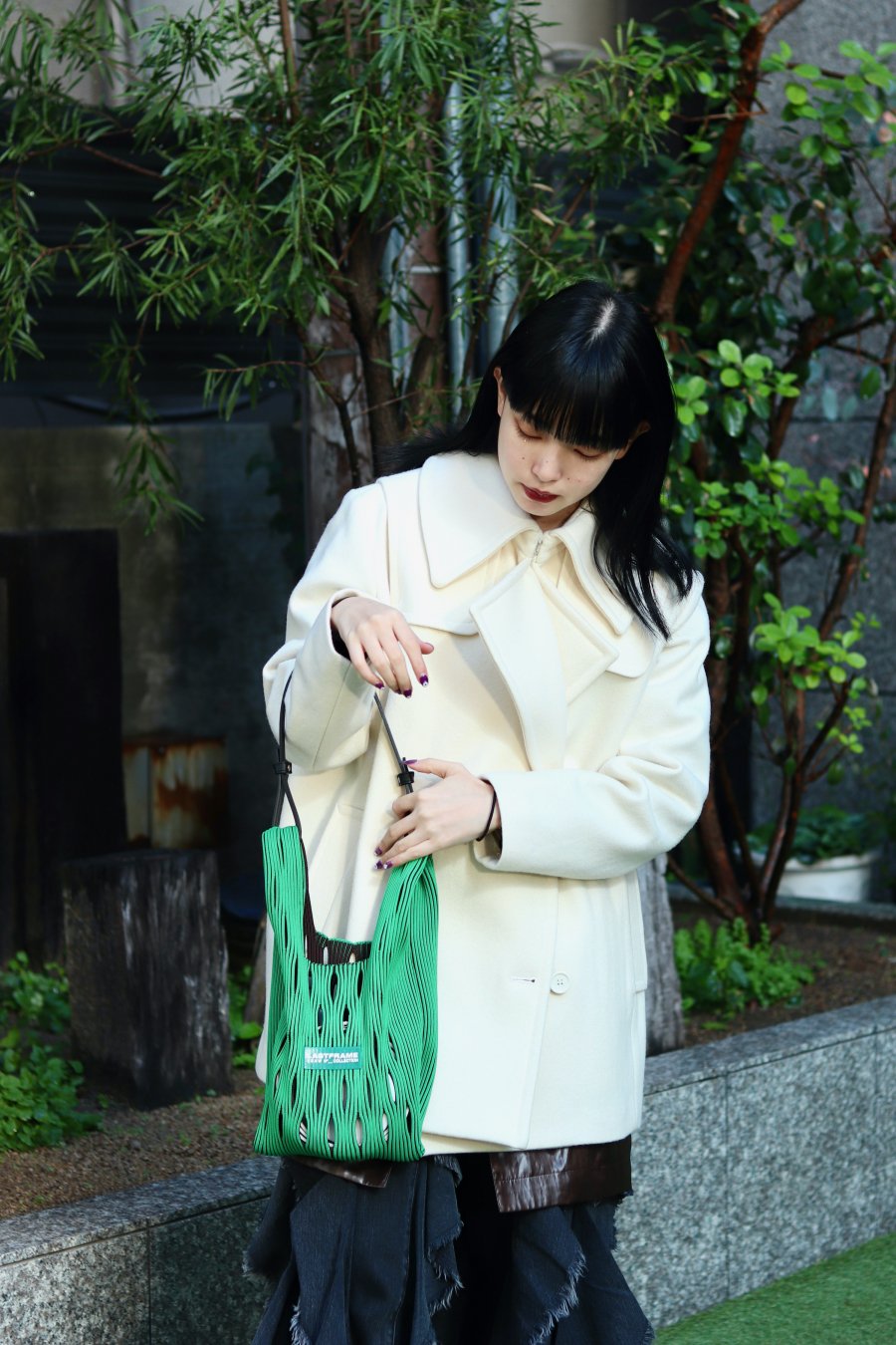 LASTFRAME（ラストフレーム）のTWO TONE MESH MARKET BAG SMALL GREEN ...
