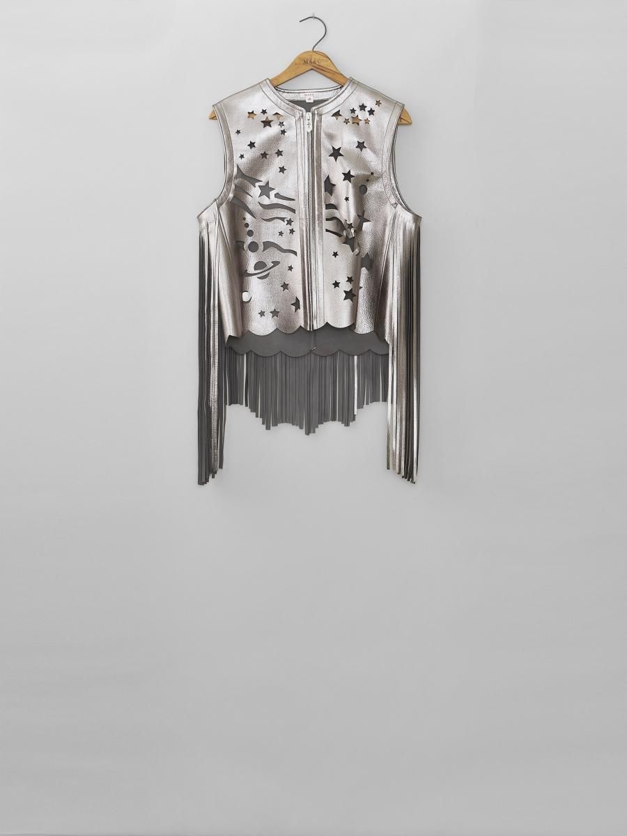 MASU（エムエーエスユー）のDREAM CUTTING LEATHER VEST SILVERの通販