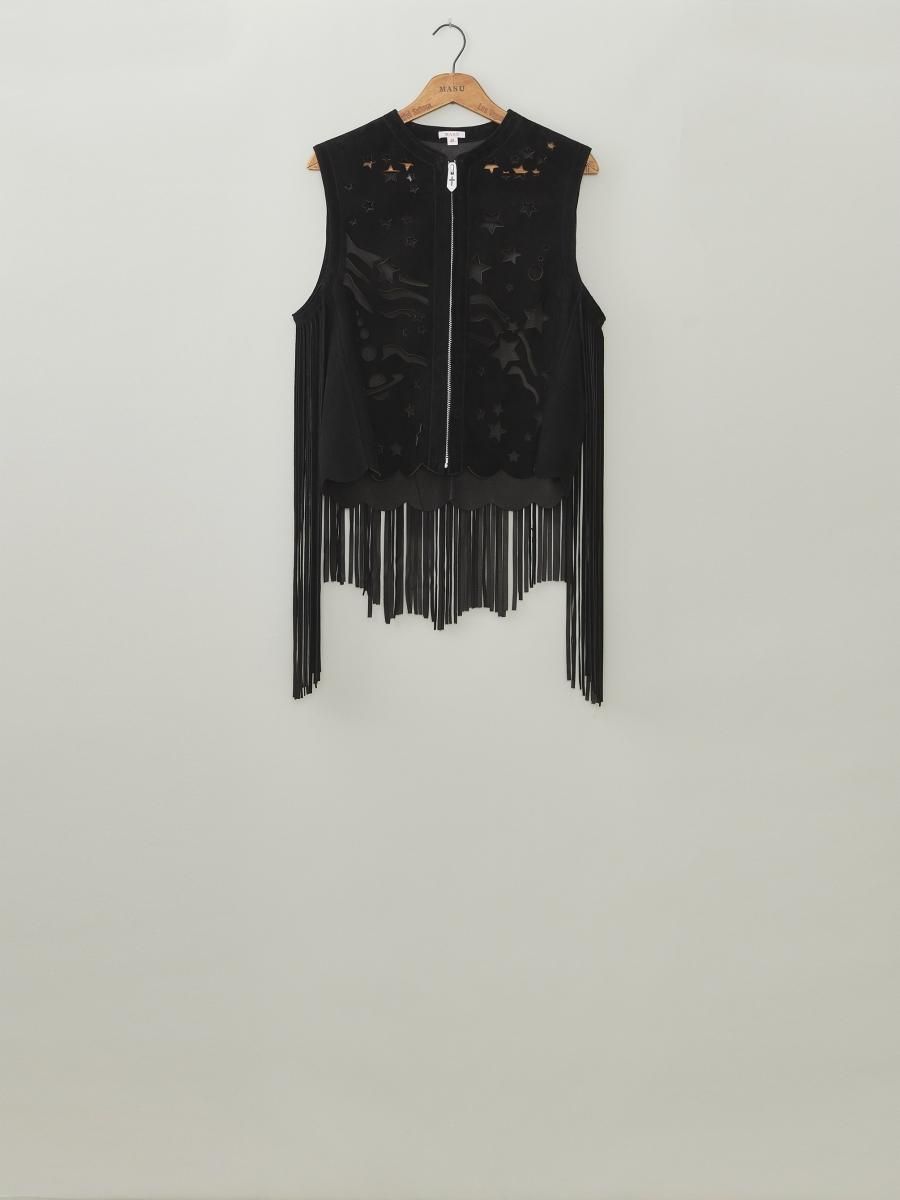 MASU（エムエーエスユー）のDREAM CUTTING LEATHER VEST BLACKの通販