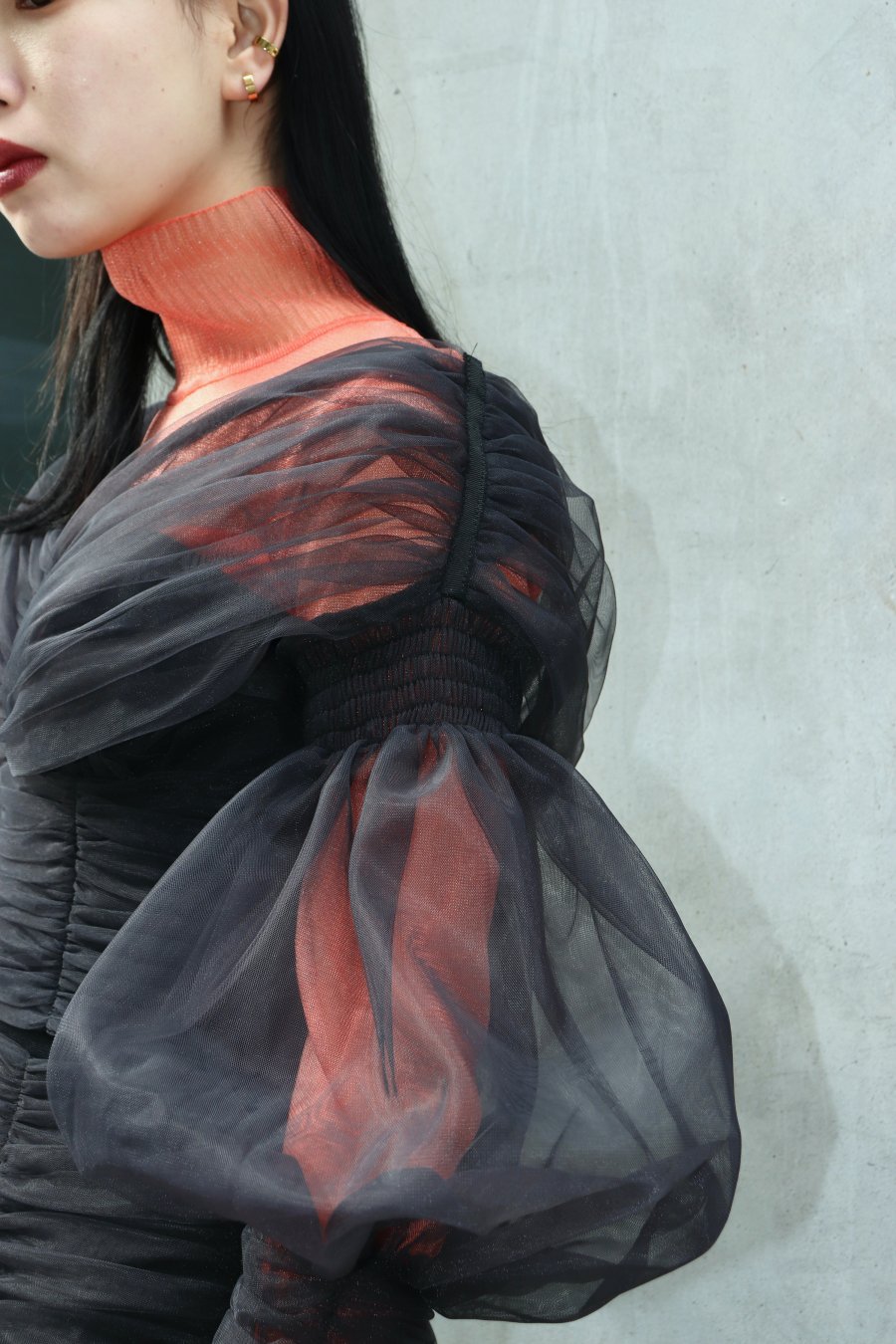 FETICO（フェティコ）のMUTTON SLEEVE TULLE BLOUSE BLACKの通販サイト-大阪 堀江 PALETTE art  alive（パレットアートアライヴ）-