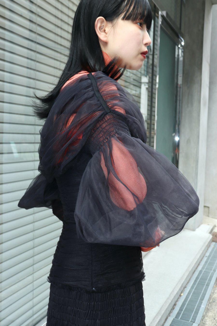 FETICO（フェティコ）のMUTTON SLEEVE TULLE BLOUSE BLACKの通販サイト ...