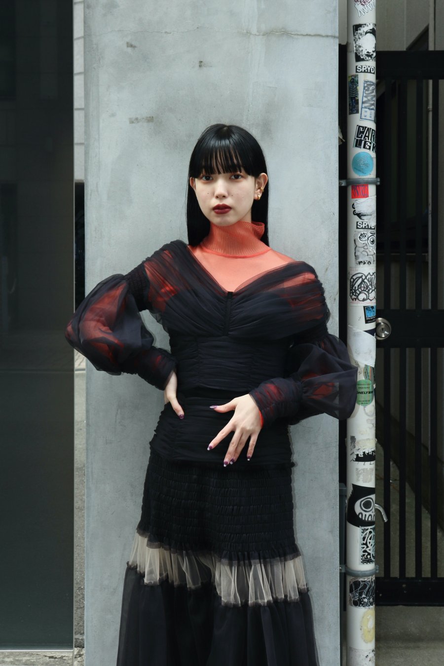 FETICO（フェティコ）のMUTTON SLEEVE TULLE BLOUSE BLACKの通販サイト ...