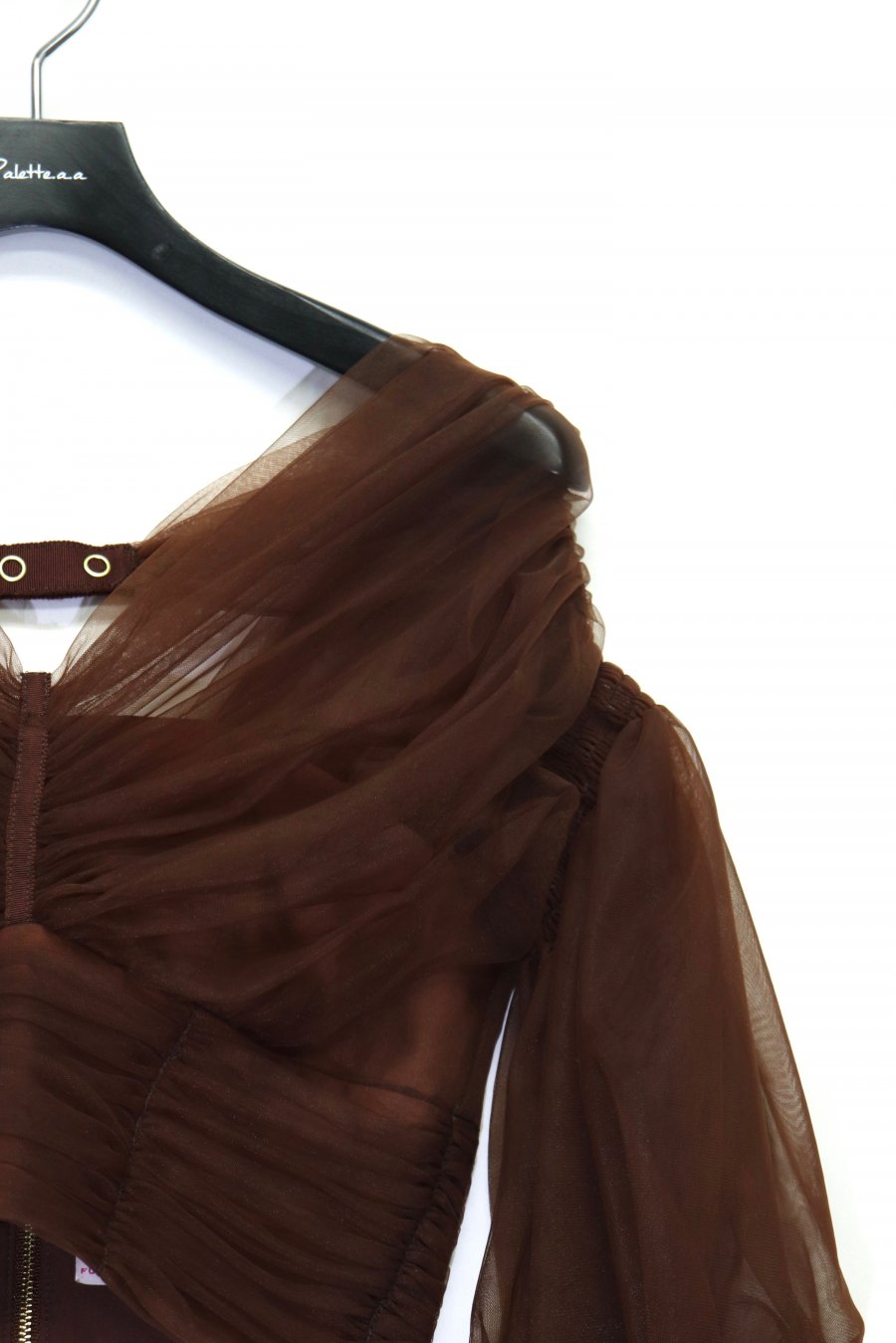 FETICO（フェティコ）のMUTTON SLEEVE TULLE BLOUSE BROWNの通販サイト