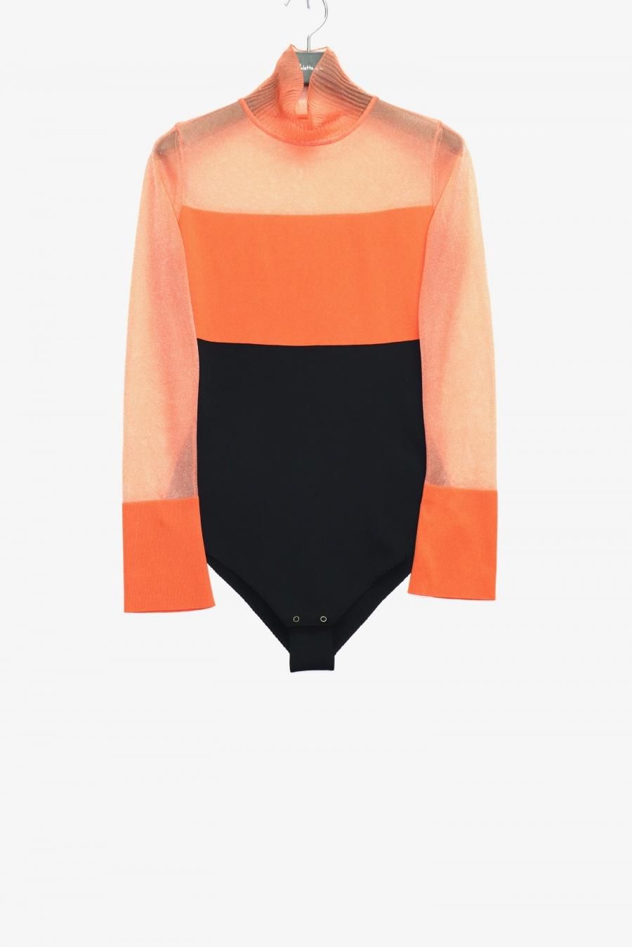 FETICO（フェティコ）のPANELED SHEER KNIT BODYSUITS ORANGEの通販 ...