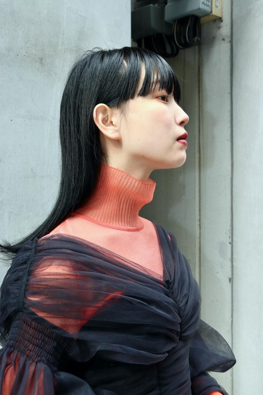 FETICO（フェティコ）のPANELED SHEER KNIT BODYSUITS ORANGEの通販