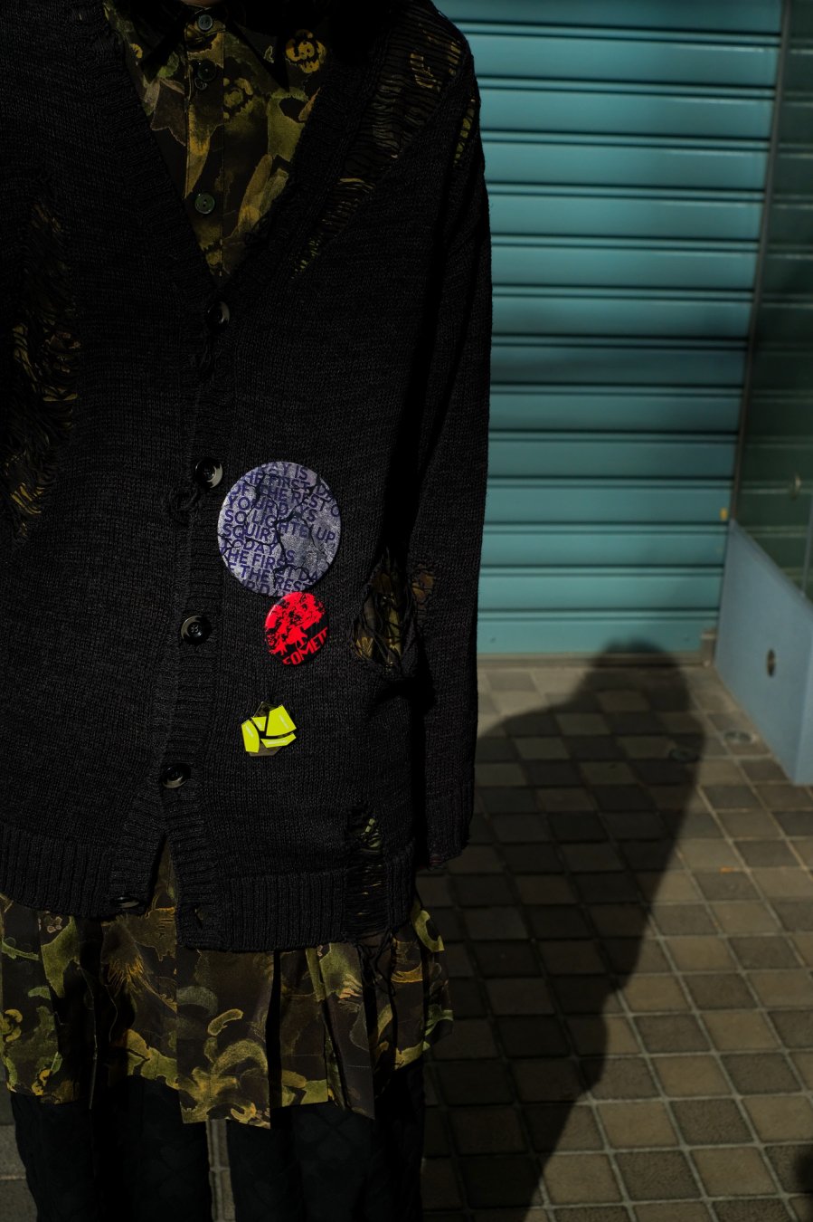 YUKI HASHIMOTO（ユウキ ハシモト）のAGED CARDIGAN WITH BADGES BLACK